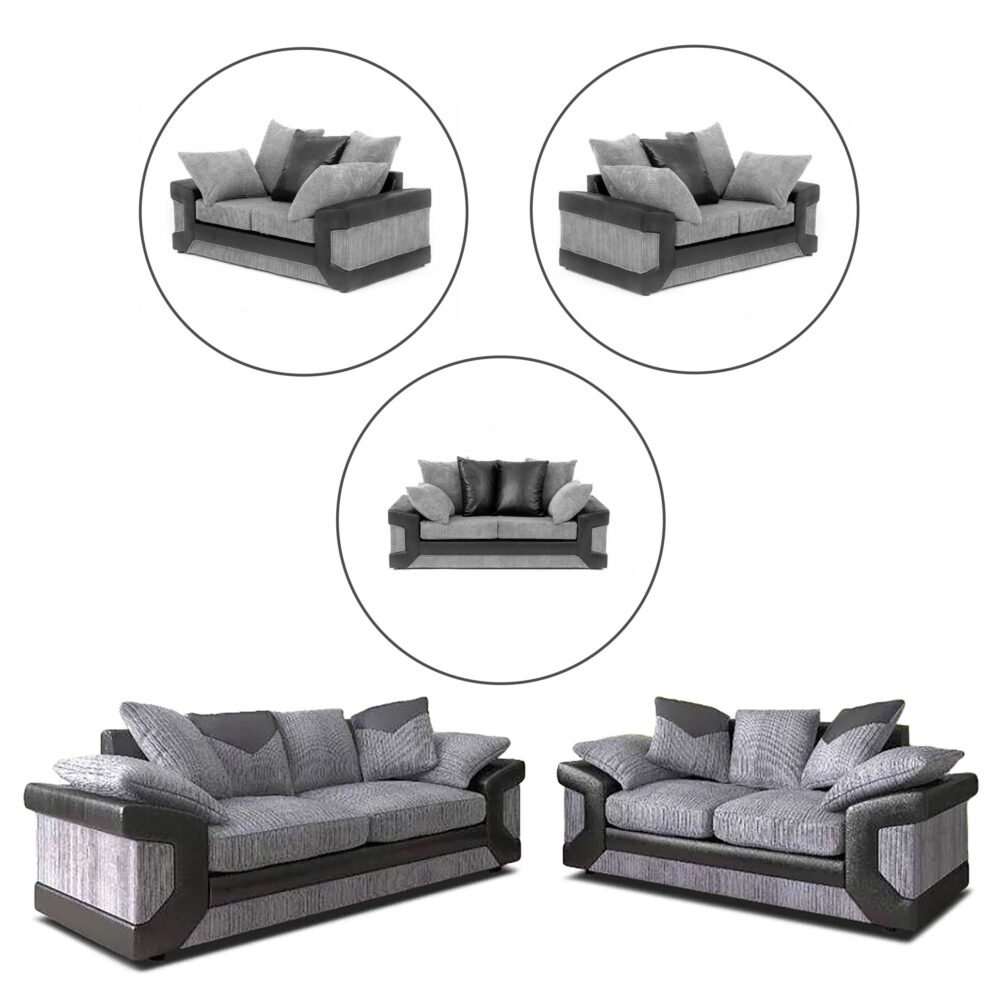 DINO BLACK/GREY SOFA SET - Image 4