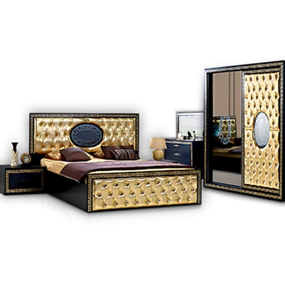 VEGAS BLACK&GOLD BEDROOM SET - Image 3